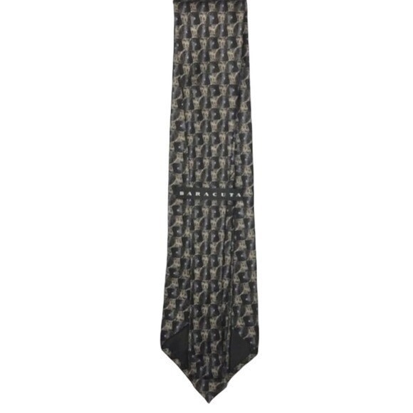 Baracuta Silk Tie Mens‎ Patterned Dark All Silk Egyptian Motif Vintage Preppy - Picture 6 of 7